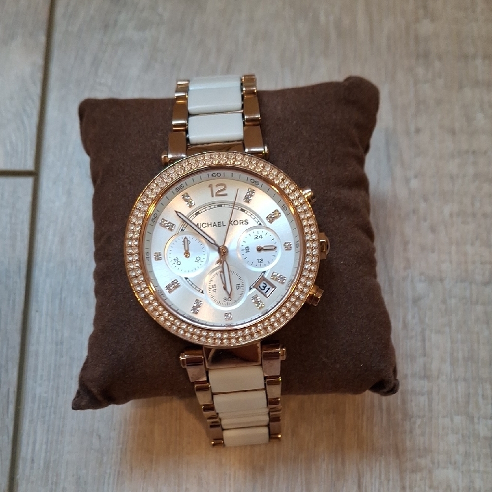 Michael Kors Two-Tone Rose Gold and White Watch